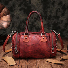 Purple Rivet Vintage Womens Leather Handbags Boston Purse Western Leather Boston Purses for Ladies