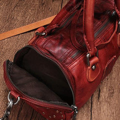 Purple Rivet Vintage Womens Leather Handbags Boston Purse Western Leather Boston Purses for Ladies