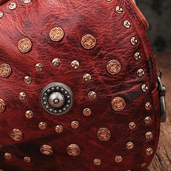 Purple Rivet Vintage Womens Leather Handbags Boston Purse Western Leather Boston Purses for Ladies