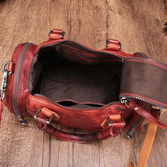 Purple Rivet Vintage Womens Leather Handbags Boston Purse Western Leather Boston Purses for Ladies