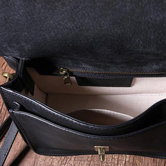 Brown Womens Fashion Leather Satchel Handbag Black Purse Small Satchel Bag for Ladies