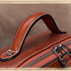 Black Genuine Leather Womens Box Shoulder Bag Brown MIni Handbag Purse