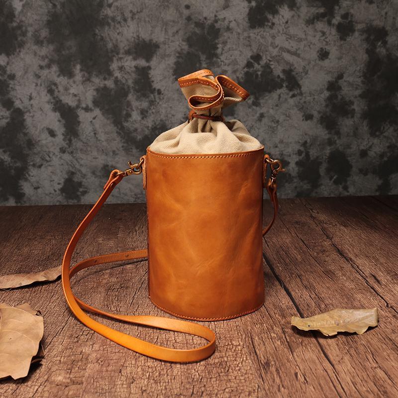Ladies leather bucket bags store