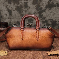 Vintage Womens Leather Doctor Style Handbag Small Doctor Shoulder Bag Shoulder Purse for Ladies