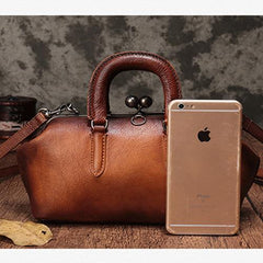 Vintage Womens Leather Doctor Style Handbag Small Doctor Shoulder Bag Shoulder Purse for Ladies