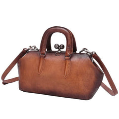 Vintage Womens Leather Doctor Style Handbag Small Doctor Shoulder Bag Shoulder Purse for Ladies