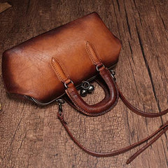 Vintage Womens Leather Doctor Style Handbag Small Doctor Shoulder Bag Shoulder Purse for Ladies