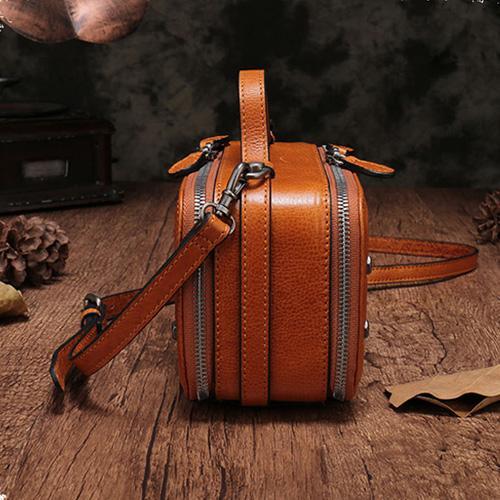 Vintage Small Womens Leather Red Handbag Cube Box Small Red Leather Shoulder Bag DD83681087