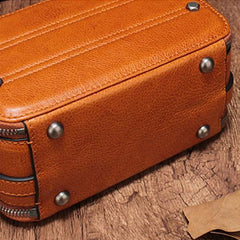 Vintage Small Womens Leather Red Handbag Cube Box Small Red Leather Shoulder Bag for Men