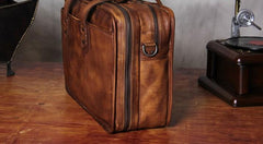 Vintage Leather Brown Mens Cool Large Briefcase Shoulder Bag Travel Bag for men