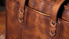 Vintage Leather Brown Mens Cool Large Briefcase Shoulder Bag Travel Bag for men