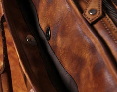 Vintage Leather Brown Mens Cool Large Briefcase Shoulder Bag Travel Bag for men