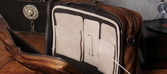 Vintage Leather Brown Mens Cool Large Briefcase Shoulder Bag Travel Bag for men