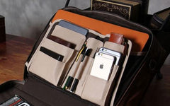 Vintage Leather Brown Mens Cool Large Briefcase Shoulder Bag Travel Bag for men