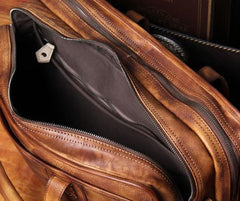 Vintage Leather Brown Mens Cool Large Briefcase Shoulder Bag Travel Bag for men