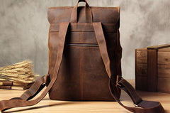 Vintage Leather Brown Mens Cool Leather Backpack Travel Bag for men