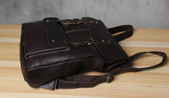 Vintage Leather Brown Mens Cool Leather Backpack Travel Bag for men