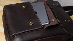 Vintage Leather Brown Mens Cool Leather Backpack Travel Bag for men