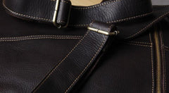 Vintage Leather Brown Mens Cool Leather Backpack Travel Bag for men