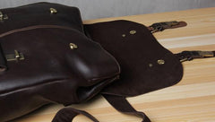 Vintage Leather Brown Mens Cool Leather Backpack Travel Bag for men