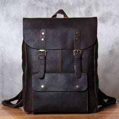 Vintage Leather Brown Mens Cool Leather Backpack Travel Bag for men
