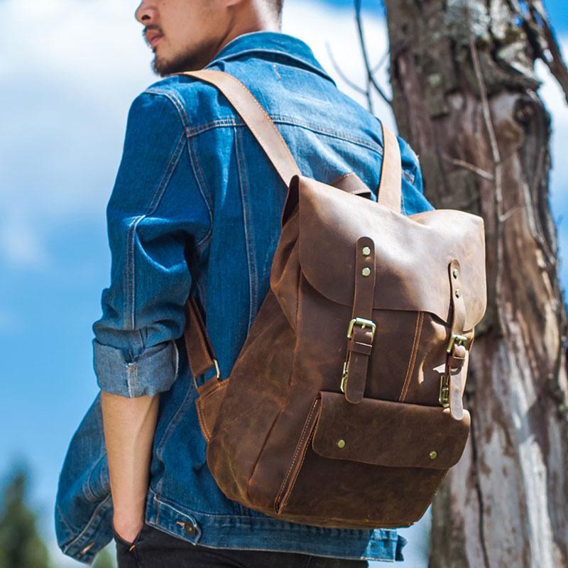 Vintage Leather Backpack For Women