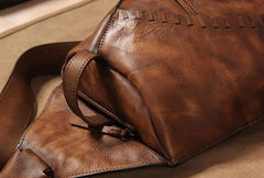 Vintage Leather Mens Cool Sling Bag Sling Shoulder Bag Chest Bag for men