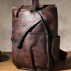 Vintage Leather Mens Cool Sling Bag Sling Shoulder Bag Chest Bag for men