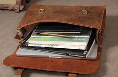 Vintage Leather Coffee Mens Briefcases Work Bag Business Bag Handbag for Men