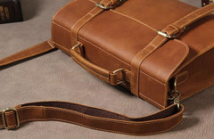 Vintage Leather Coffee Mens Briefcases Work Bag Business Bag Handbag for Men
