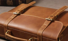 Vintage Leather Coffee Mens Briefcases Work Bag Business Bag Handbag for Men