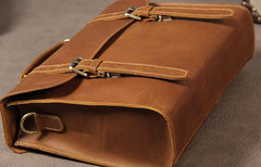 Vintage Leather Coffee Mens Briefcases Work Bag Business Bag Handbag for Men