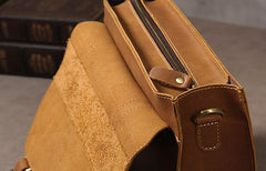 Vintage Leather Coffee Mens Briefcases Work Bag Business Bag Handbag for Men