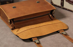 Vintage Leather Coffee Mens Briefcases Work Bag Business Bag Handbag for Men