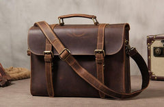Leather Vintage Coffee Mens Briefcase Handbags Work Bag Business Bag for Men
