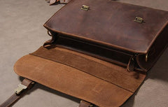 Vintage Leather Coffee Mens Briefcases Work Bag Business Bag Handbag for Men