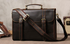 Vintage Leather Coffee Mens Briefcases Work Bag Business Bag Handbag for Men