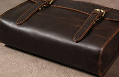 Vintage Leather Coffee Mens Briefcases Work Bag Business Bag Handbag for Men