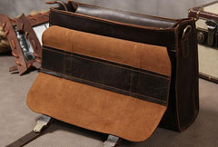 Vintage Leather Coffee Mens Briefcases Work Bag Business Bag Handbag for Men