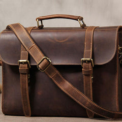 Leather Vintage Coffee Mens Briefcase Handbags Work Bag Business Bag for Men