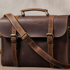 Vintage Leather Coffee Mens Briefcases Work Bag Business Bag Handbag for Men