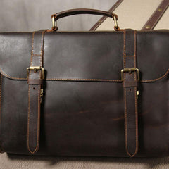 Vintage Leather Coffee Mens Briefcases Work Bag Business Bag Handbag for Men