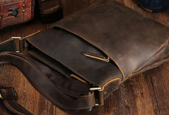 Genuine Leather Vintage Cool Small Shoulder Bag Messenger Bag Crossbody Bag for men