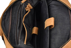 Genuine Leather Vintage Mens Cool Backpack Large Camel Travel Bag Hiking Bag For Men