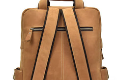Genuine Leather Vintage Mens Cool Backpack Large Camel Travel Bag Hiking Bag For Men