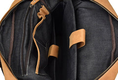 Genuine Leather Vintage Mens Cool Backpack Large Camel Travel Bag Hiking Bag For Men