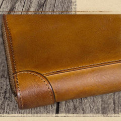 Yellow Womens Vintage Leather Green Long Wallet Zipper Brown Clutch Long Wristlet Wallet for Ladies