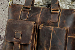 Genuine Vintage Coffee Leather Cool Messenger Bag Briefcase Bag Shoulder Bag For Men