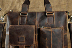Genuine Vintage Coffee Leather Cool Messenger Bag Briefcase Bag Shoulder Bag For Men