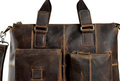 Genuine Vintage Coffee Leather Cool Messenger Bag Briefcase Bag Shoulder Bag For Men